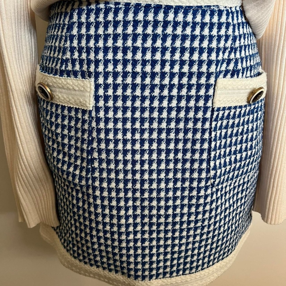 Houndstooth Tweed Skirt - Size L - Picture 3 of 9